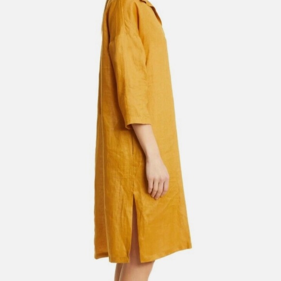 MaxMara | Derris V-Neck Linen Dress in Ochre - Picture 5 of 16
